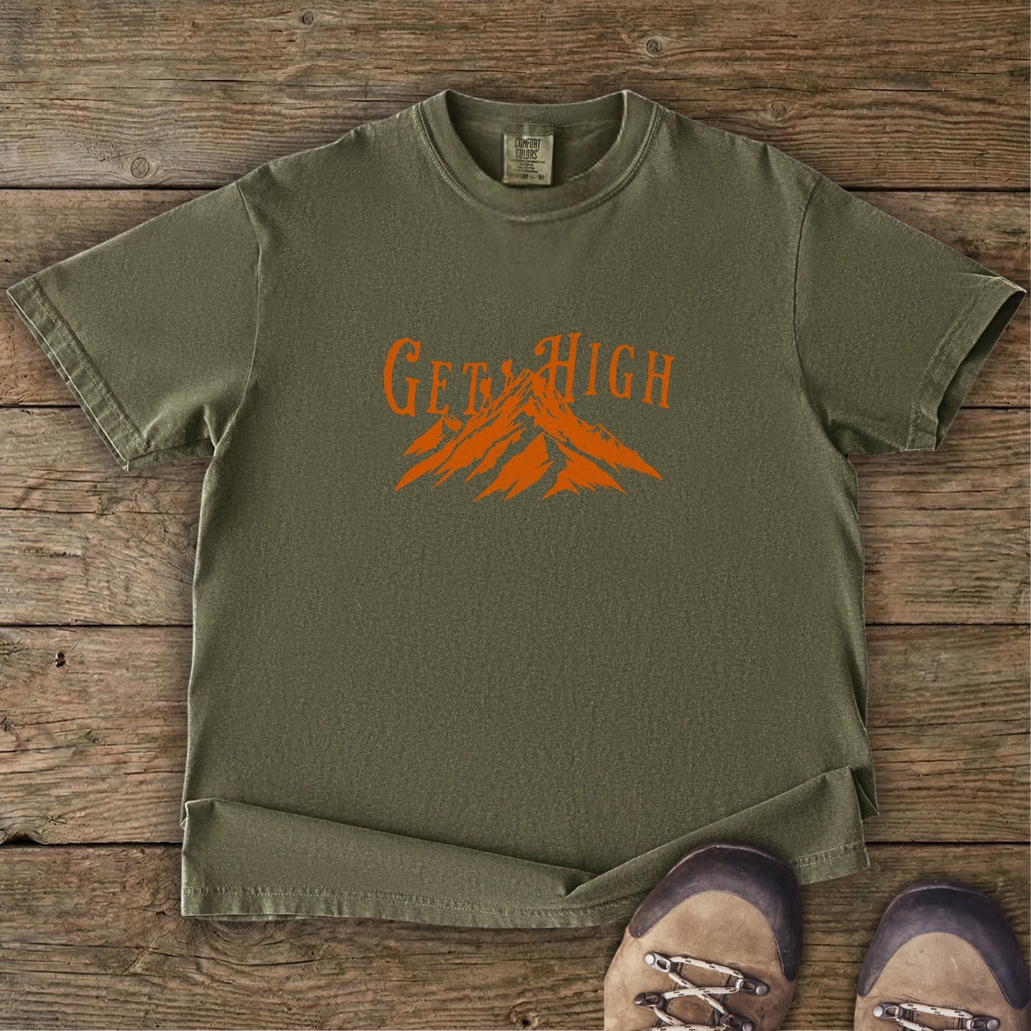Get High Mountain T-Shirt – Outdoor Hiking Graphic Tee | GhostGum Tees