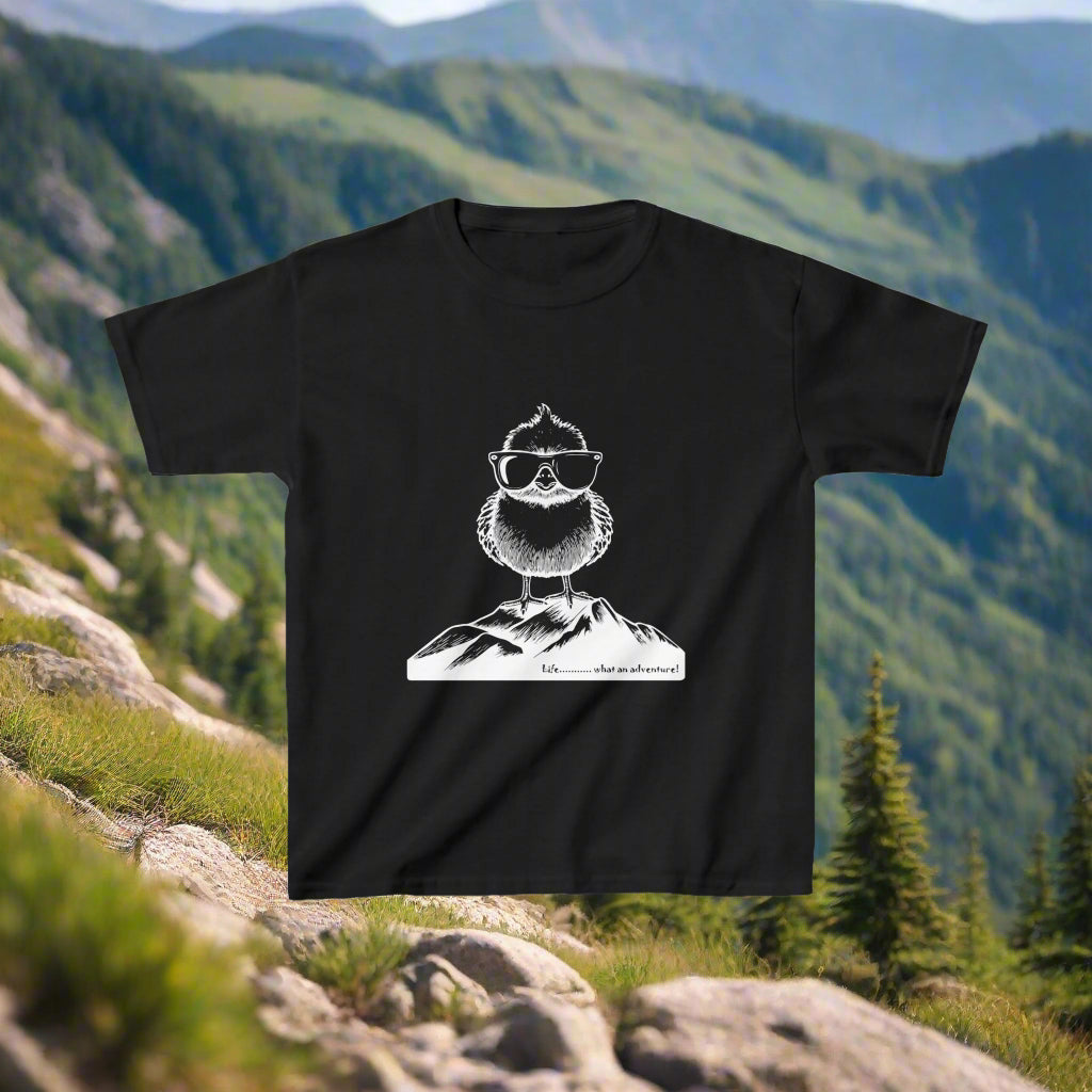 Chicken on a mountain_ Kids Heavy Cotton™ Tee - GhostGum Tees