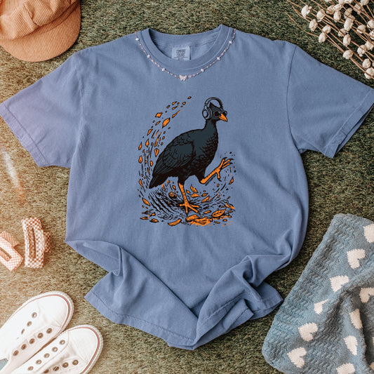 Bush Chook Bush Doof Blue Tshirt Flatlay