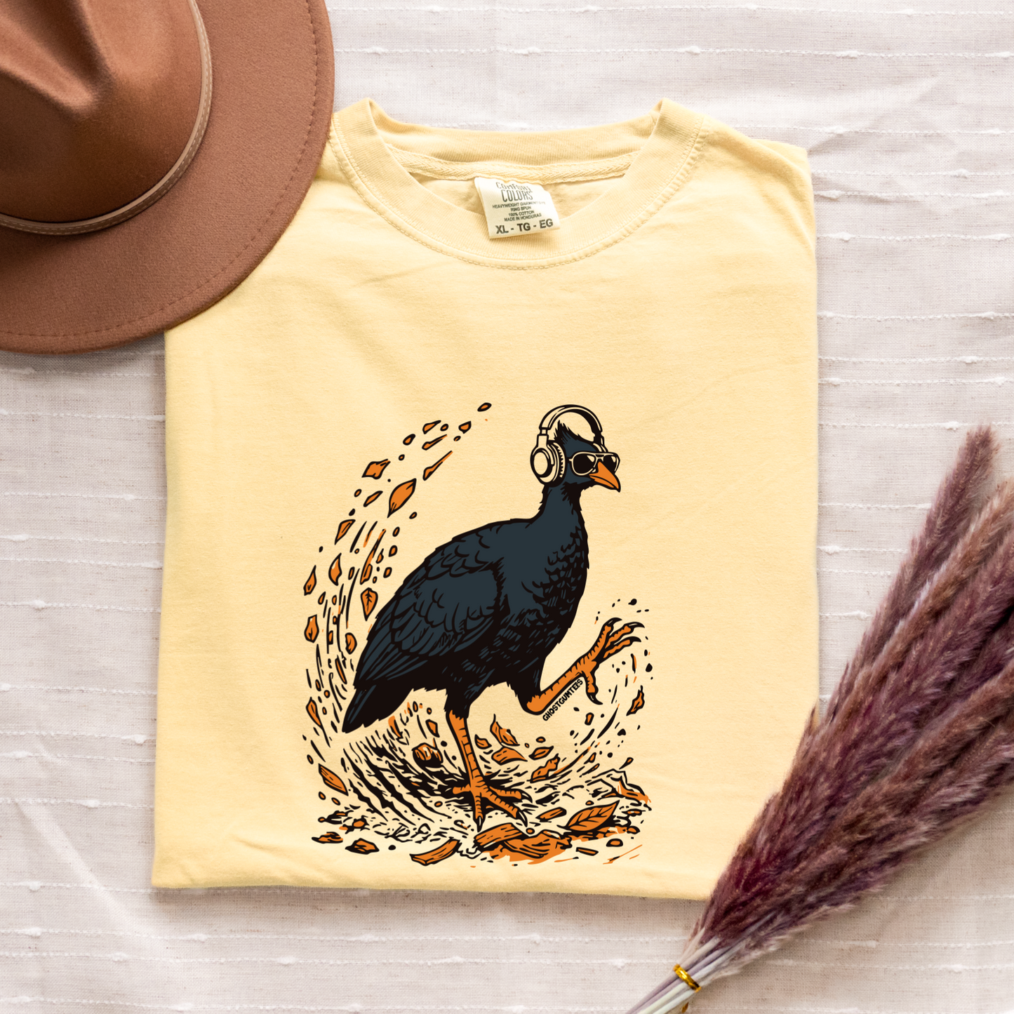 Bush Chook Bush Doof Butter Tshirt Flatlay