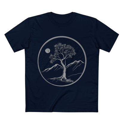 GhostGum Tree on a mountain image printed on a navy Tshirt