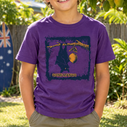 Gone mango bat tee  modelled on kid