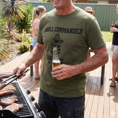 Grill Commander TShirt worn buy guy at bbq