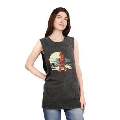 Salty BigFoot Surfing TShirt Mockup On a Female