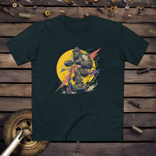 Yowie Bigfoot on a scooter graphic design - Jade t-shirt 